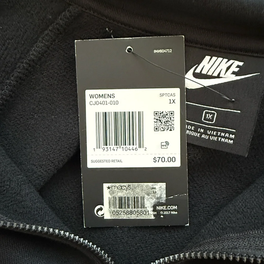 Nike One Dri-FIT Full-Zip Hoodie. Women’s. Black. Plus Size 1X. NWT.